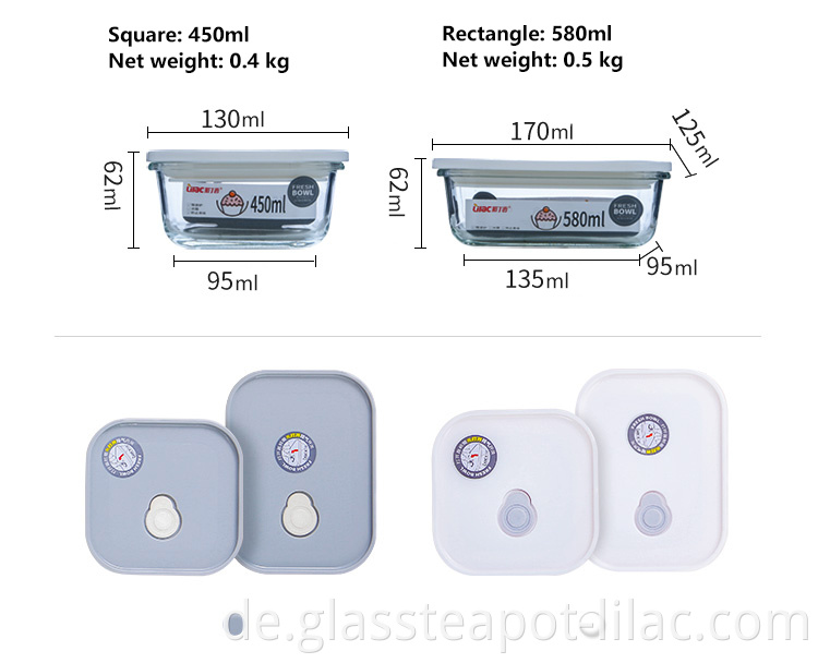 Flieder KOSTENLOSE Probe 450 ml / 580 ml Set luftdichte Verpackung Küche / Haushalt / Kühlschrank Lebensmittelaufbewahrung transparente Glasbehälter